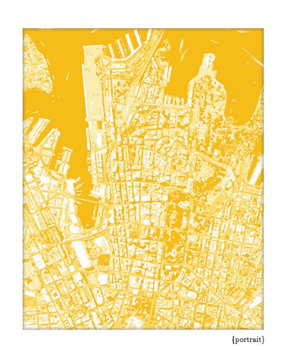Sydney Cityscape Map Art / Australia City Art Print / 8x10