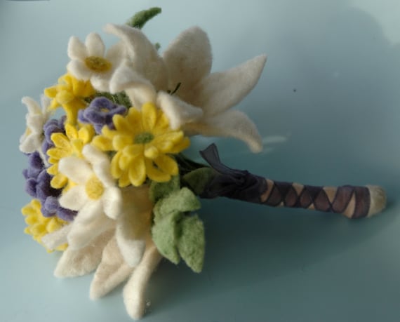 Handmade felt flower wedding bouquet