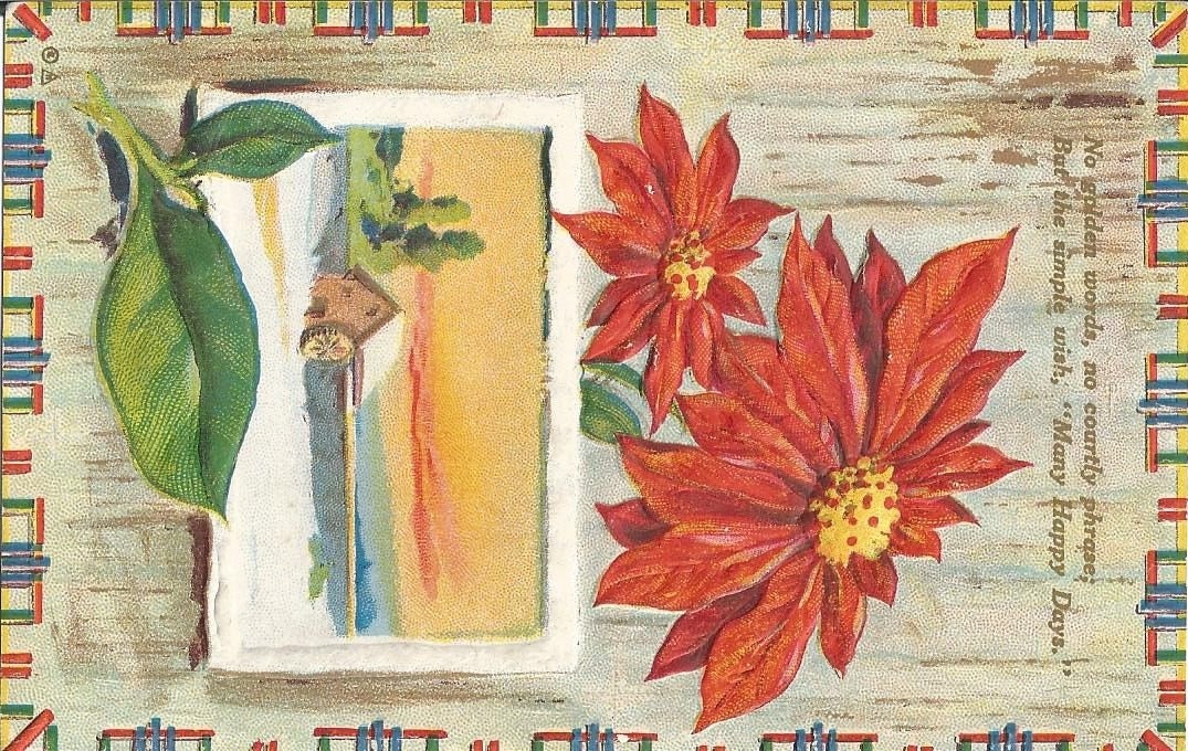 1910 Beautiful Vintage Embossed Postcard Many Happy