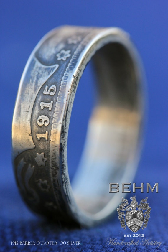 SILVER Handcrafted Coin Ring - US Barber Quarter (1892-1916) - Please ...