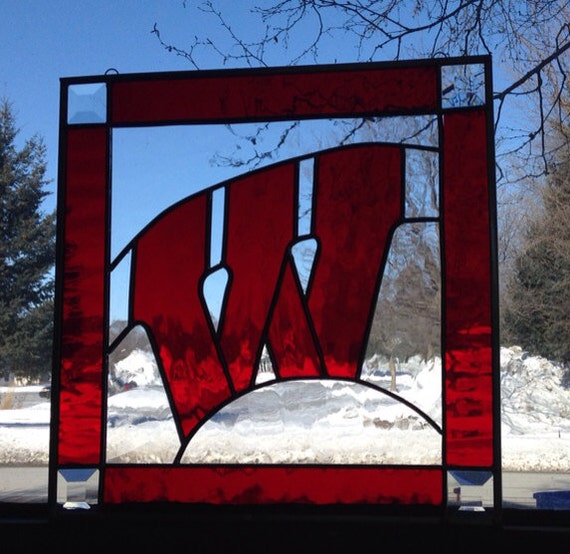 Items similar to Wisconsin Badgers Motion W Stained Glass Panel New