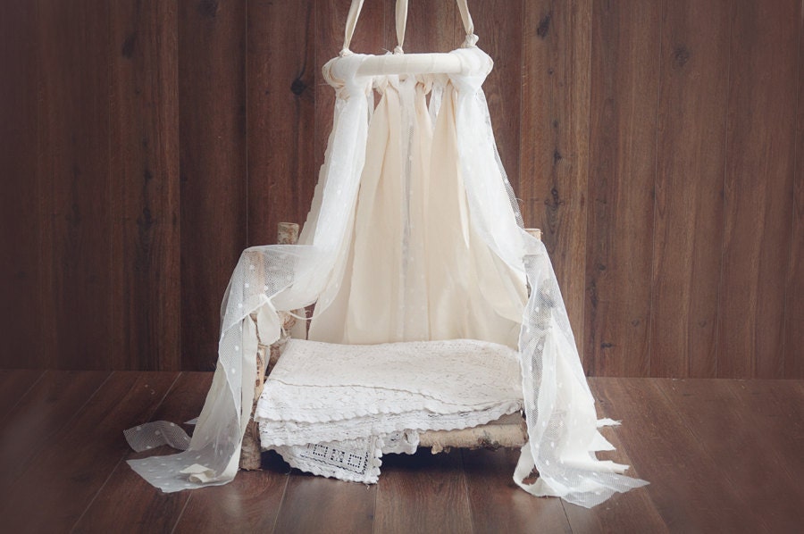 Newborn Canopy Photo Prop, hanging fabric canopy prop, lace and cotton fabric canopy photography prop, ship wordwide