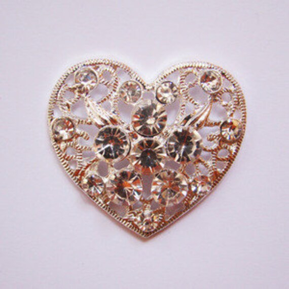 2 Diamante Crystal Heart Embellishments Wedding Invitation