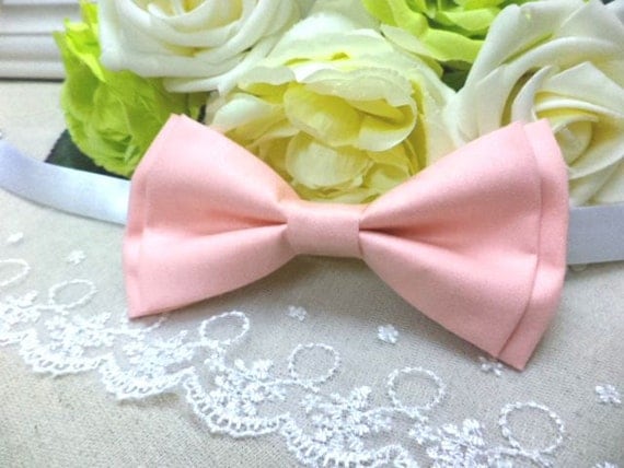 Peach bow tie, wedding bow tie, men's bow tie, pastel bow tie, cream bowtie, shabby chic, retro, spring, garden, double layer bow, pre-tied