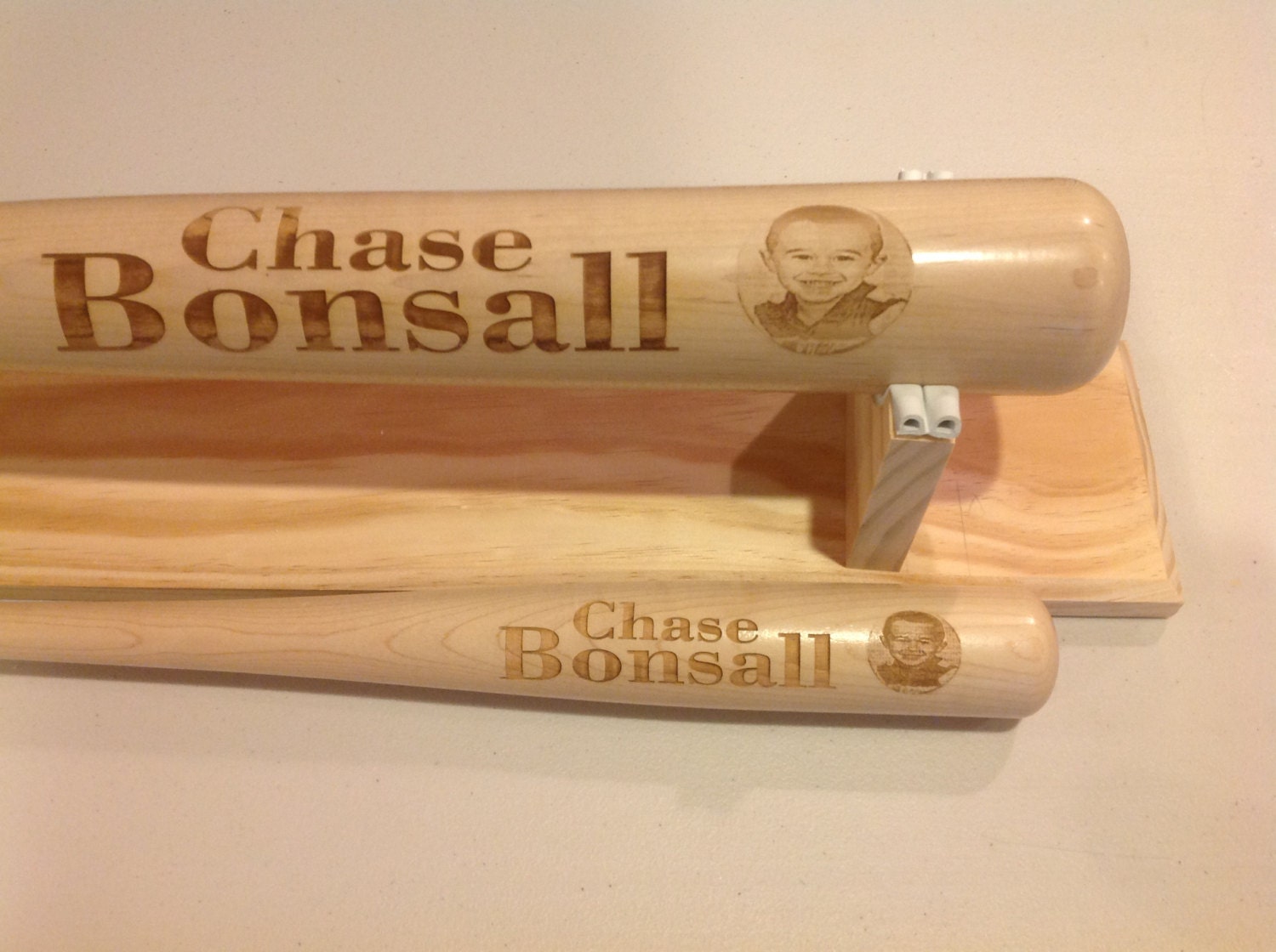 Personalized Wood Baseball Bat with Picture & Name Engraved