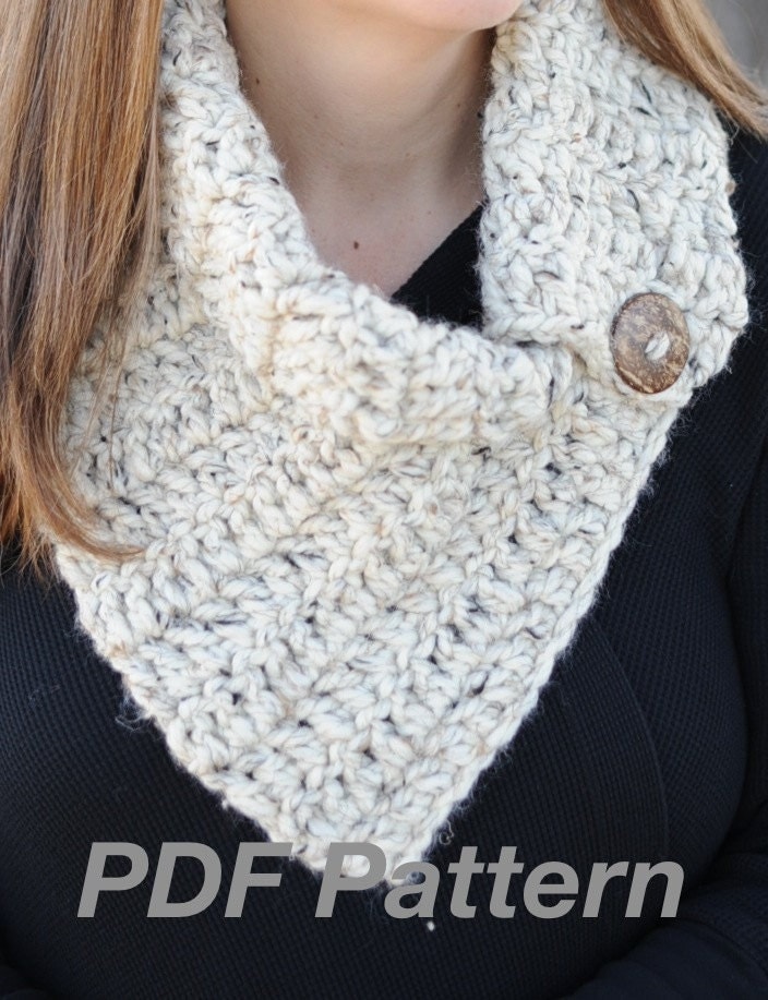 Crochet Pattern Lora Cowl Scarf with Button
