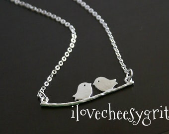 BIRDS ON A BRANCH~ Birds Necklace Bridesmaid Necklace Silver Birds Necklace Mother of the Bride Wedding Gift Maid of Honor ilovecheesygrits