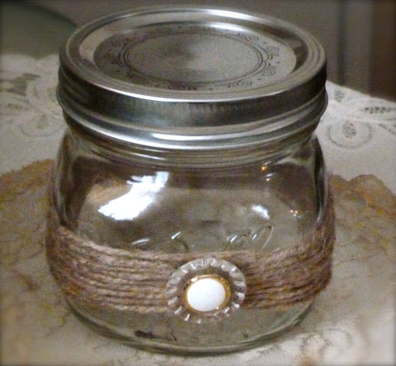 PintSized Jute Twine Natural Color Wrapped Mason Jar