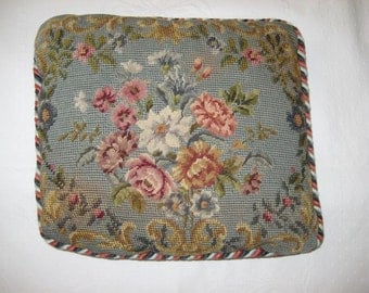Vintage Petit Point and Needlepoint Pair of Pillows