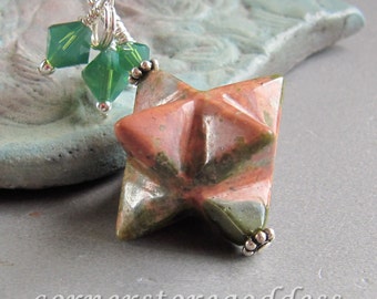 Unakite Merkaba Merkabah Charm Zipper Pull by Cornerstoregoddess