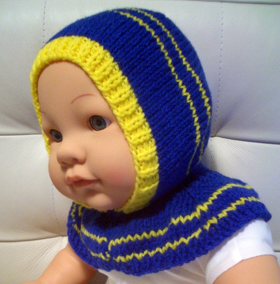 Mamas hand knitted helmet all-in-one hat 1-3 years old