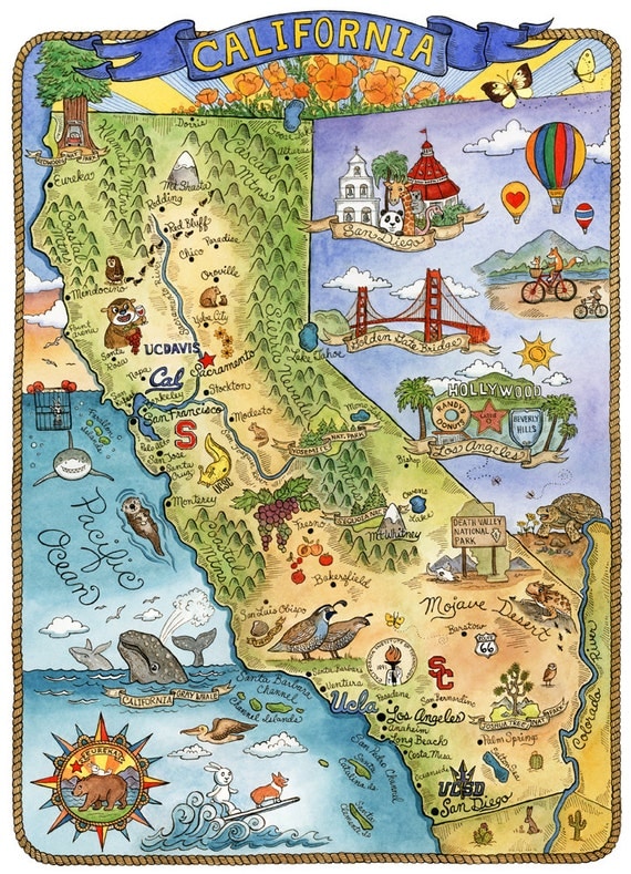 California State Art Map 11 x 14