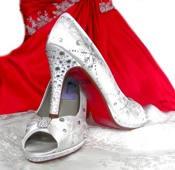 ... red sole, Ivory shoes, sexy heels, winter wedding, bridal shoes