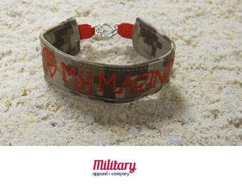 U.S. Marines Name Tape Military Bracelet, Marine Corps Camo Bracelet, Custom USMC Jewelry, U.S. Marines Gifts