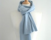 Knitted Cashmere Scarf - Pale Blue - Soft, Winter, Cosy, luxury