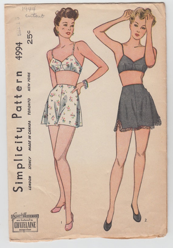 Vintage Sewing Pattern Ladies' Lingerie Set Bra and Tap