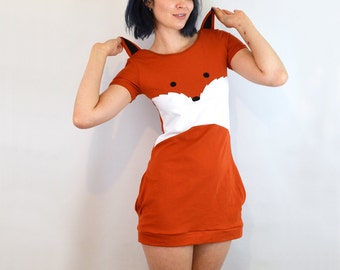 Fox dress with ears cotton jersey