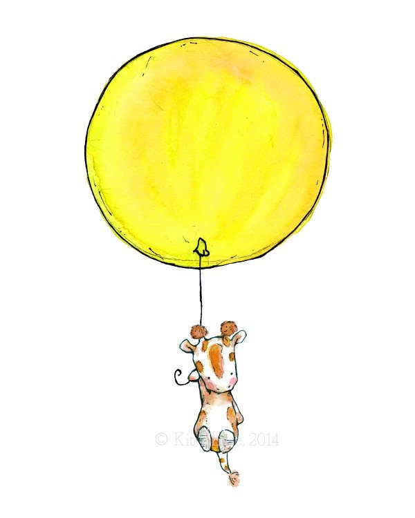 Children's Art Giraffe Balloon Art Print