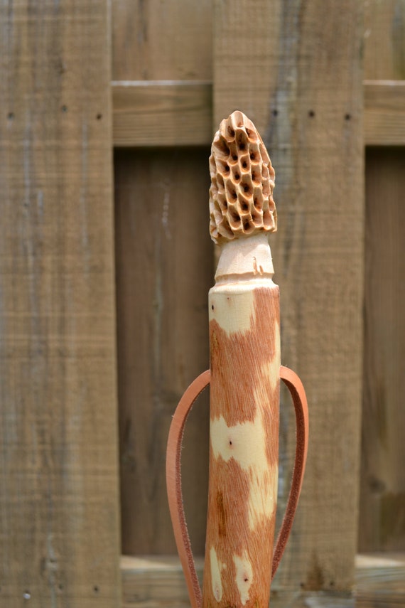Walking Stick Art Hand Carved Morel Mushroom Hiking Stick