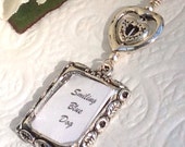 Wedding bouquet memorial photo charm. Hearts memory charm.