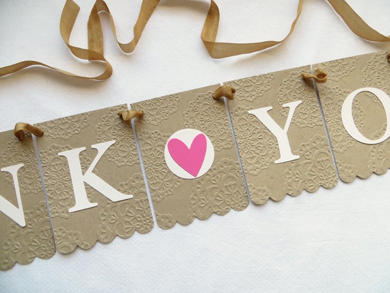 Thank You Banner - Embossed Doily - Custom Thank You Banner Wedding Photo Prop Sign Wedding Banner Wedding Thank You Garland Rustic Wedding Il_570xn