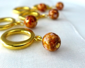 SALE Last Sets - The Leopard King - Five Handmade Stitch Markers - 8.0mm (11 US) / 10.0mm (15 US) - Limited Edition