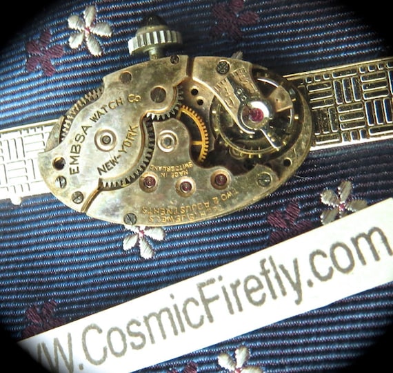 Men's Steampunk Tie Clip Vintage Embsa Watch Movement Men's Tie Clip Men's Steampunk Tie Bar Silver Tie Clip Men's Gifts For Him by CosmicFirefly steampunk buy now online