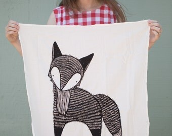 Fox Tea Towel, Fox Dish Cloth, Fox Kitchen Towel, Fox Gift, Christmas Gift, Woodland Fox, Baby Fox, Hand Towel, Mother Day Gift