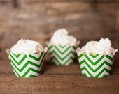 Christmas Baking - 12 Green Chevron Cupcake Wrappers - Christmas Party - Holiday Party - Christmas Cupcakes Il_170x135