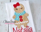 Girly Gingerbread Girl, Christmas Winter Embroidered Applique Shirt or Bodysuit Il_170x135