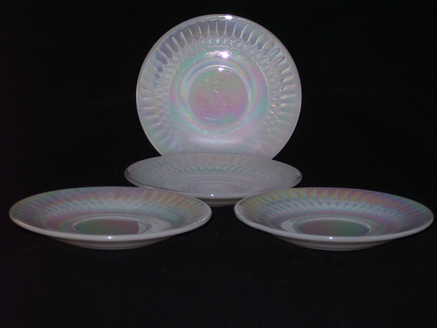 Vintage Fire King Pearl Lusterware Iridescent Saucers
