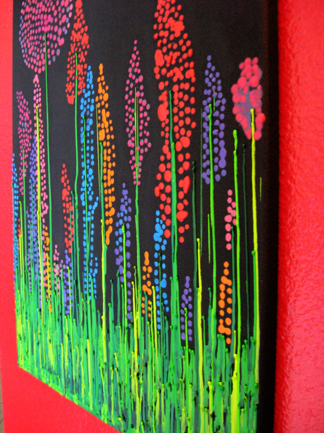 Handmade Wildflower Encaustic Wax Painting Melted Crayon Art