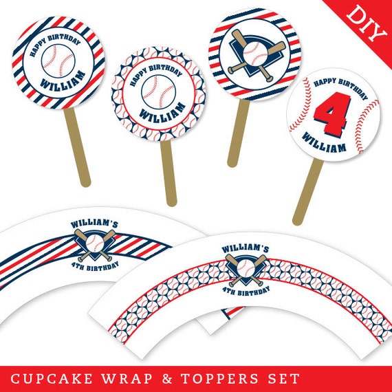 Baseball party - Personalized DIY printable cupcake wrapper and topper set Il_570xn