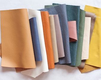 Scrap Leather Pieces - Mixed Colours - Scrap bag - 230 grams - 1/2 lb - 8 oz - remnants - off cuts