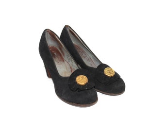 Black platform shoes, 70s platform shoes, 1970s shoes, 70s shoes, vintage black shoes, vintage pumps, vintage heels, 1970s platform shoes