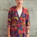 Silk Floral Cardigan / Summer Silk Blazer / Abstract Bold Blouse