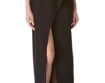 Floor length black maxi skirt, high waist, high quality tailor made, High fashion, Custom order