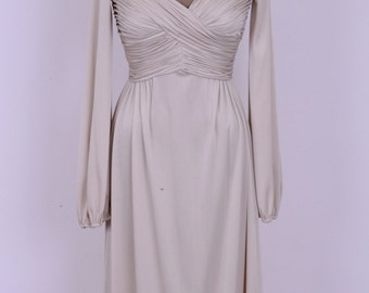 70's Ruched Flowing Champagne Lycra High Fashion Robert David Morton Party Dress