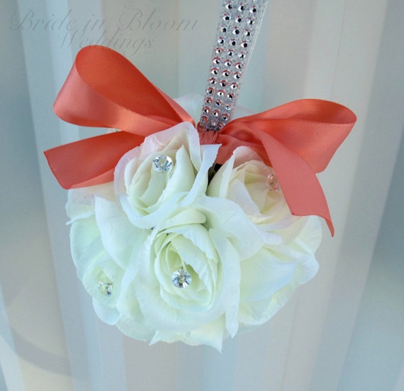 Wedding flower ball Flower girl pomander by BrideinBloomWeddings