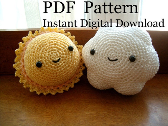 Instant Digital Download PDF Crochet Pattern Sun & Cloud