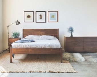 Solid Walnut Berkeley Bed Frame and Headboard - Available in other woods