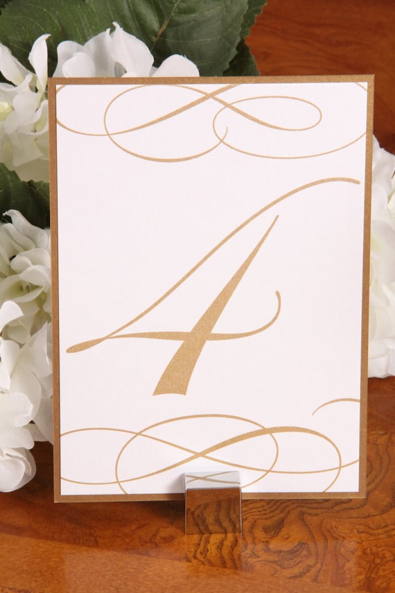 Items similar to Gold Elegant Wedding Table Numbers, Metallic
