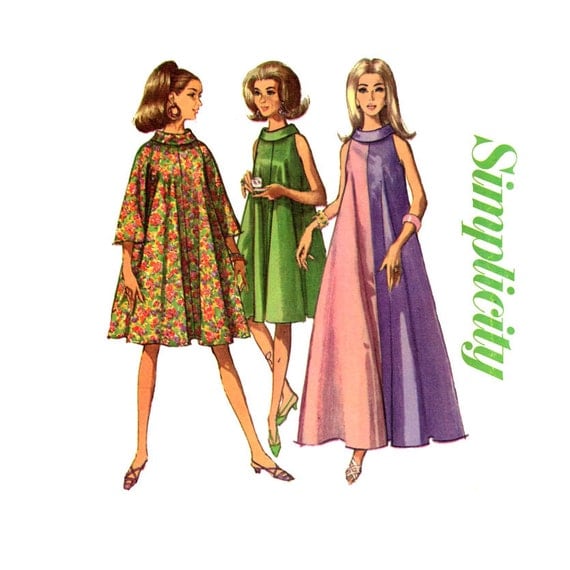 with patterns dress bell sleeves Bust 34 Pattern 6794 Dress Trapeze 1960s Simplicity Tent Womens