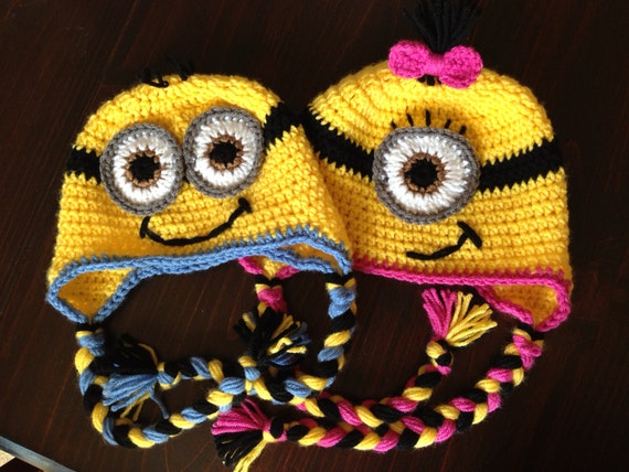 Child size Minion Character Hat Earflap or Beanie