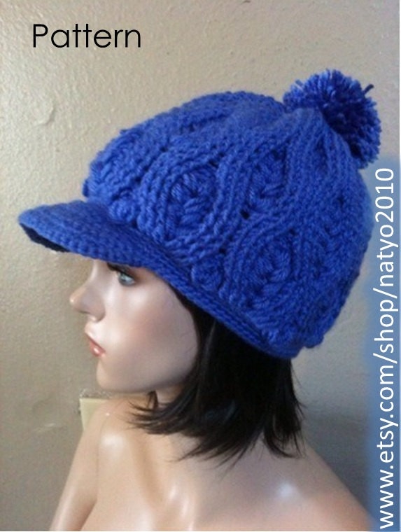 INSTANT DOWNLOAD Blue Wheat Crochet Hat Pattern With Brim and