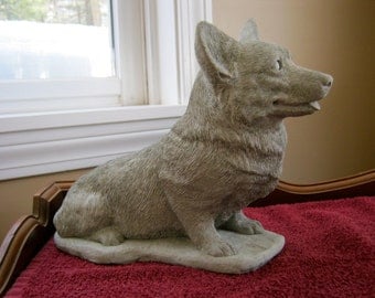 Corgi Dog Statue, Concrete Pembroke Welsh Corgi's Figures, Cement Garden Decor, Pet Memorial Headstone.