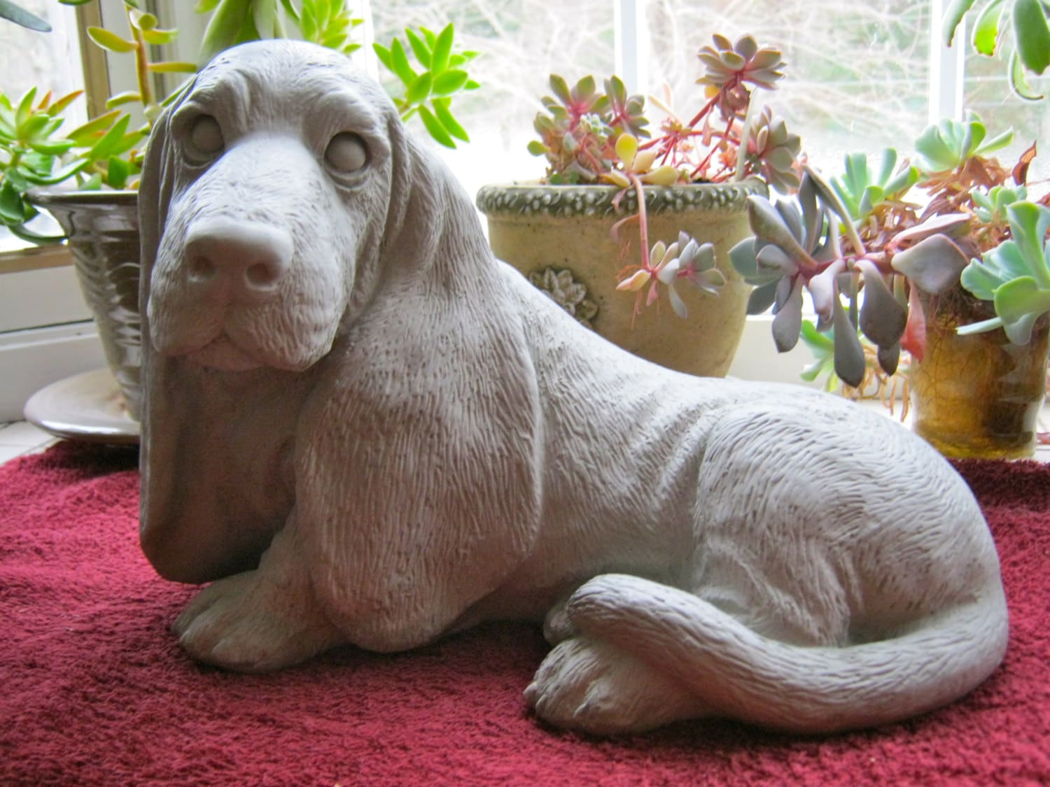 Basset Hound Statue Concrete Dog Statue Cement Garden Decor