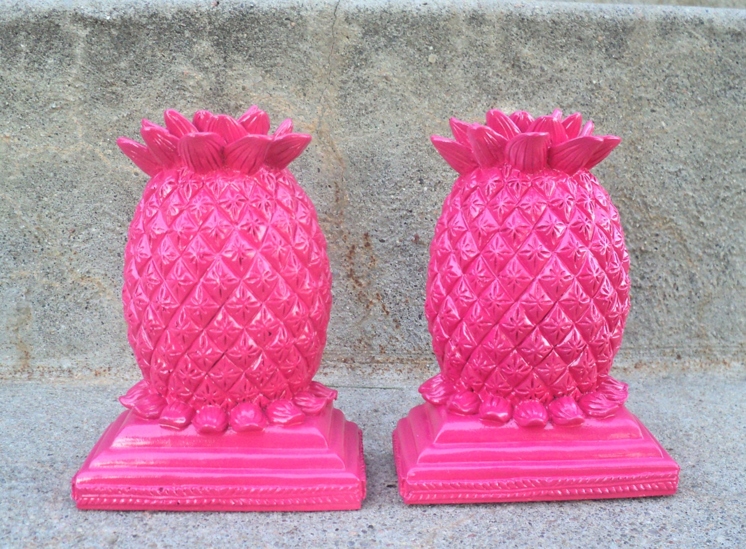 Hot Pink Pineapple Bookend Bright Girly Home Decor