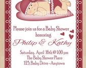Red Valentine baby shower invitation, baby girl shower invite, red hearts printable invitation. JPG, PDF Il_170x135