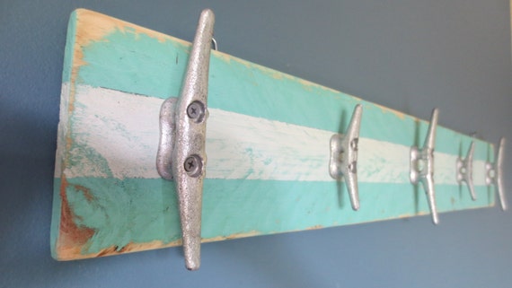 cottage chic recycled boat cleat towel hooks turquoise and white upcycled nautical seashore decor ocean decor - Ocean Decor cottage chic recycled boat cleat towel hooks turquoise and white upcycled nautical seashore decor ocean decor - Ocean Decor